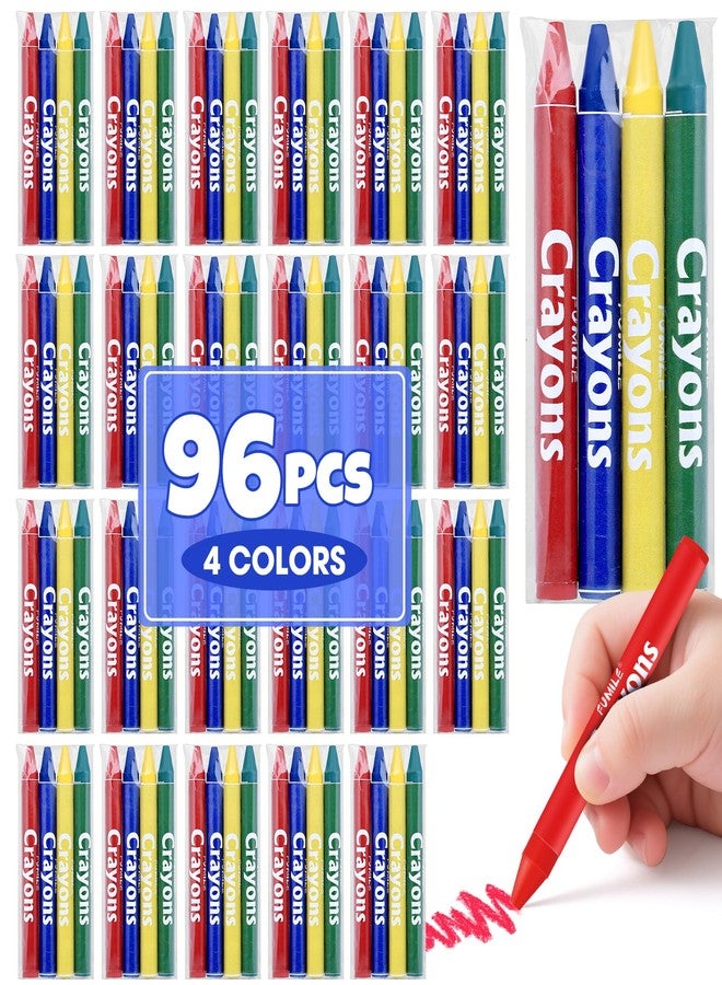 FUMILE 24 Sets of 4 Colors Crayons (96 Count), Crayons Bulk Individual Packs, Non-Toxic Mini Crayon for Kids Party Favors, Restaurants, School Supplies, Travel and More Events - Image 1
